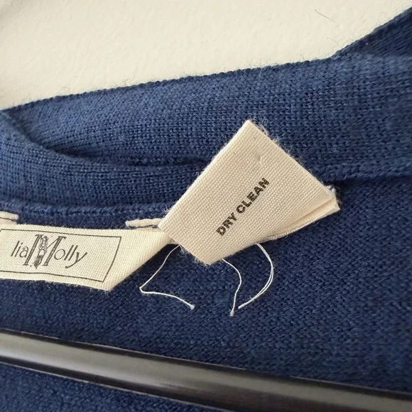 Lia Molly Womens Sweater L Blue Wool Wrap Front Knit Top Indie Coquette - Picture 5 of 7